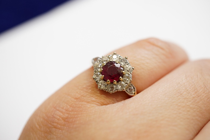 A ruby and diamond ring, circa 1900